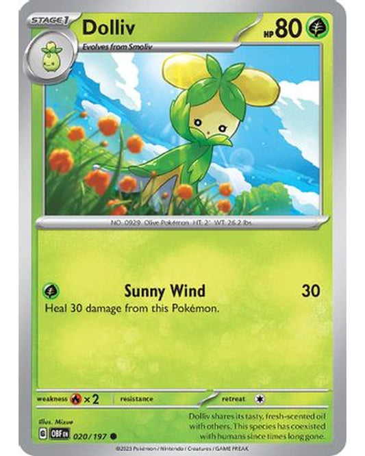 Dolliv 020/197  - Reverse Holofoil SV03 Obsidian Flames - Common