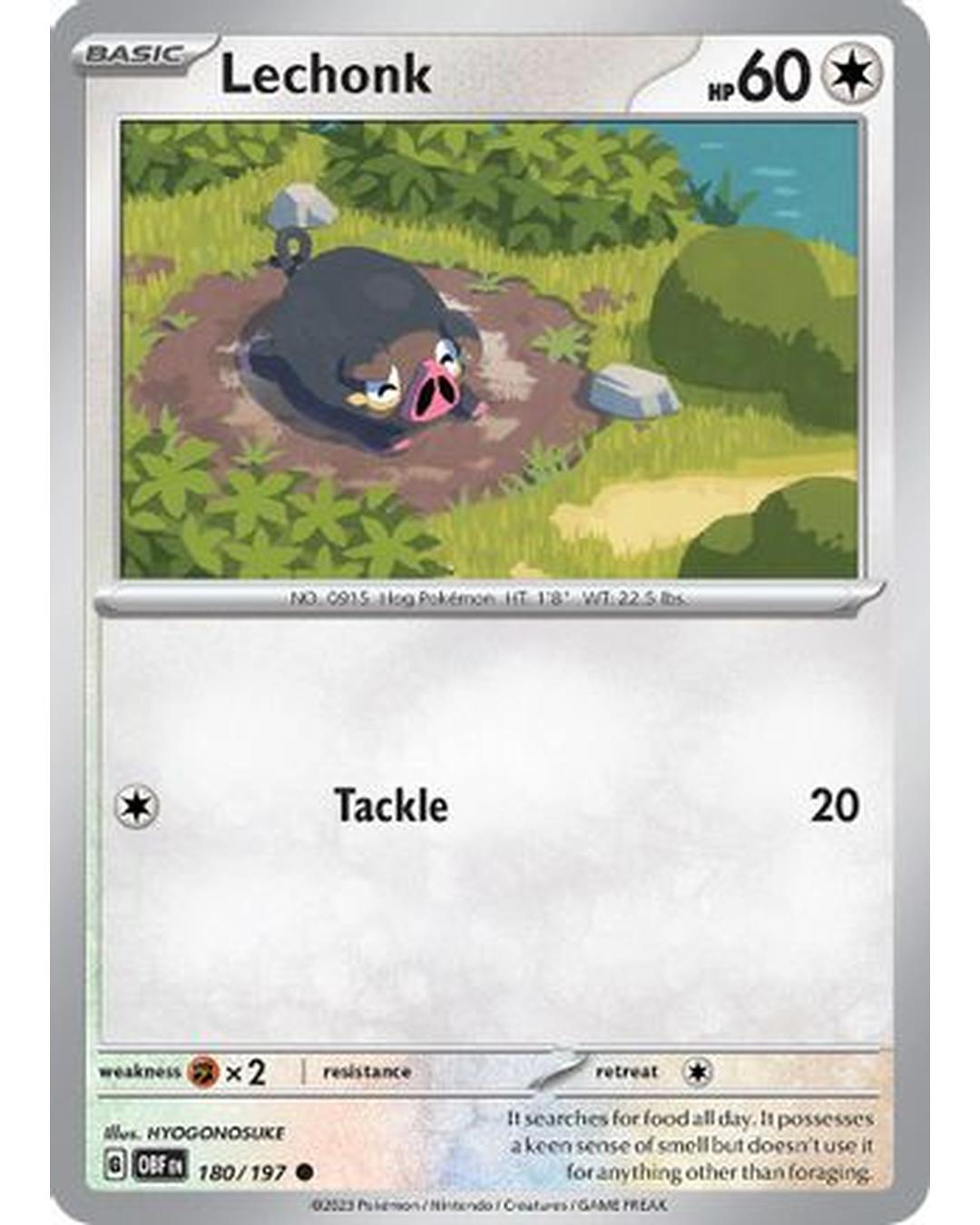 Lechonk 180/197  - Reverse Holofoil SV03 Obsidian Flames - Common