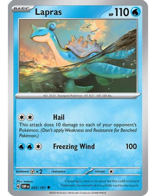 Lapras 045/197  - Reverse Holofoil SV03 Obsidian Flames - Uncommon