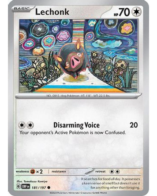 Lechonk 181/197  - Reverse Holofoil SV03 Obsidian Flames - Common