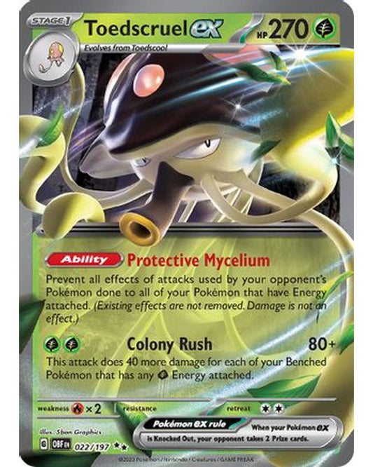 Toedscruel ex 022/197  - Holofoil SV03 Obsidian Flames - Double Rare