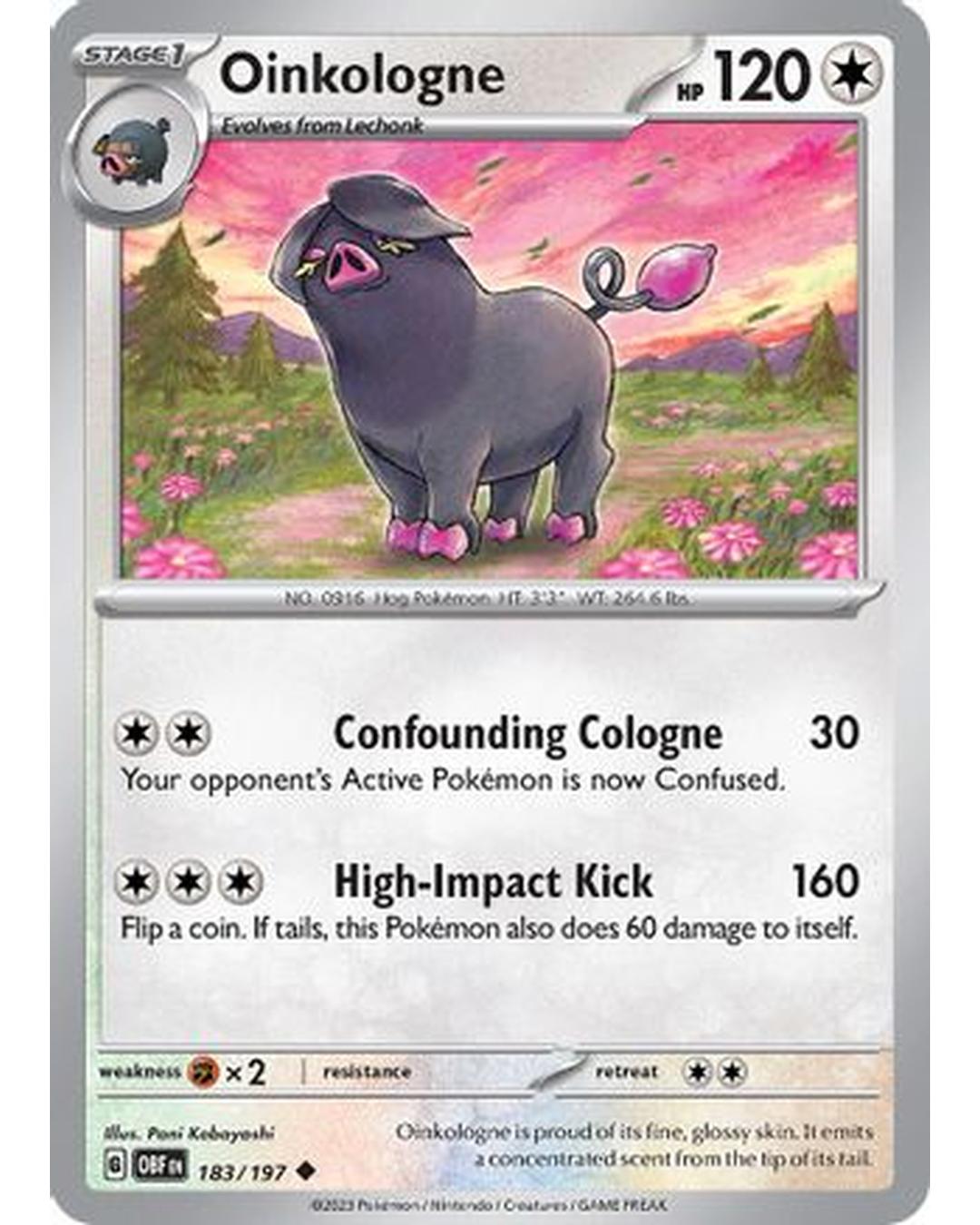 Oinkologne 183/197  - Reverse Holofoil SV03 Obsidian Flames - Uncommon