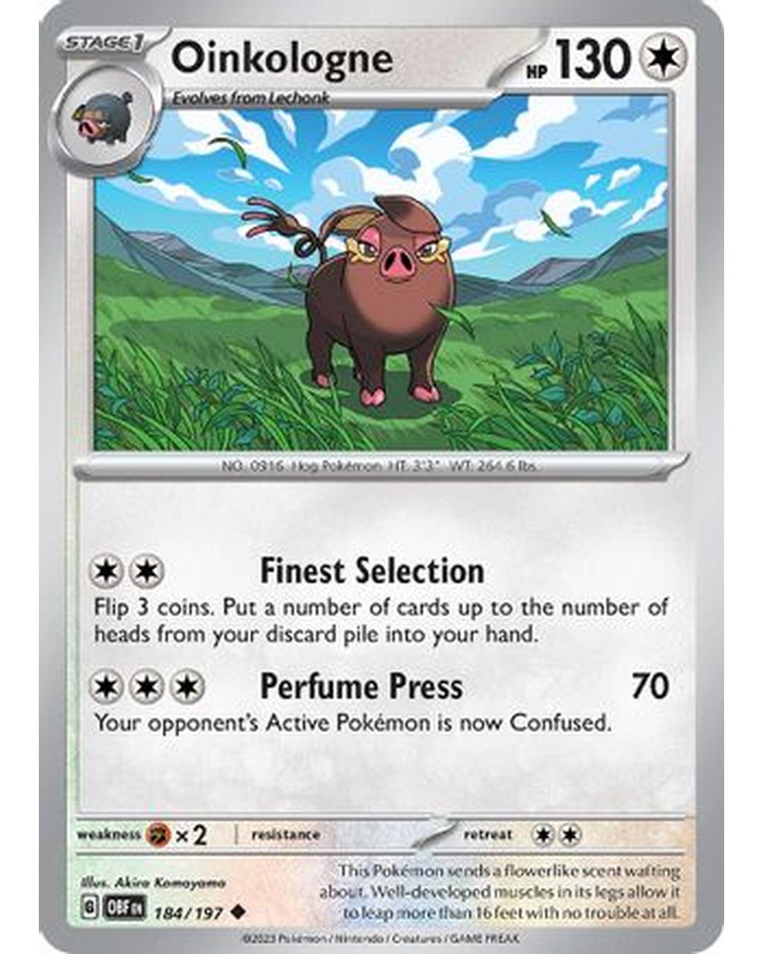 Oinkologne 184/197  - Reverse Holofoil SV03 Obsidian Flames - Uncommon