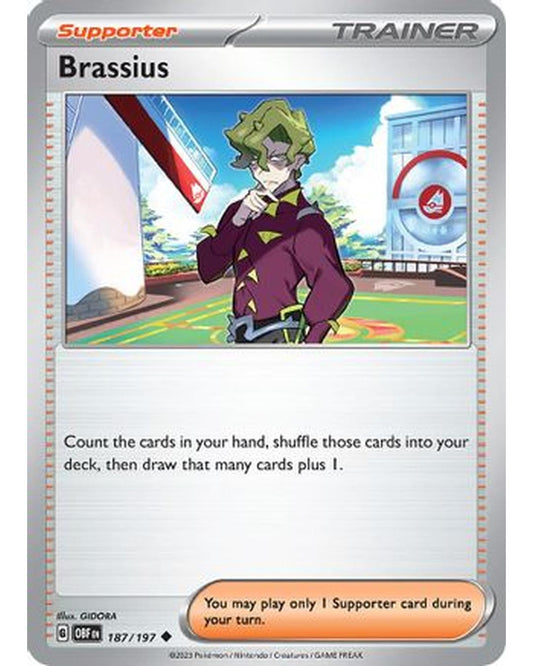 Brassius 187/197  - Reverse Holofoil SV03 Obsidian Flames - Uncommon