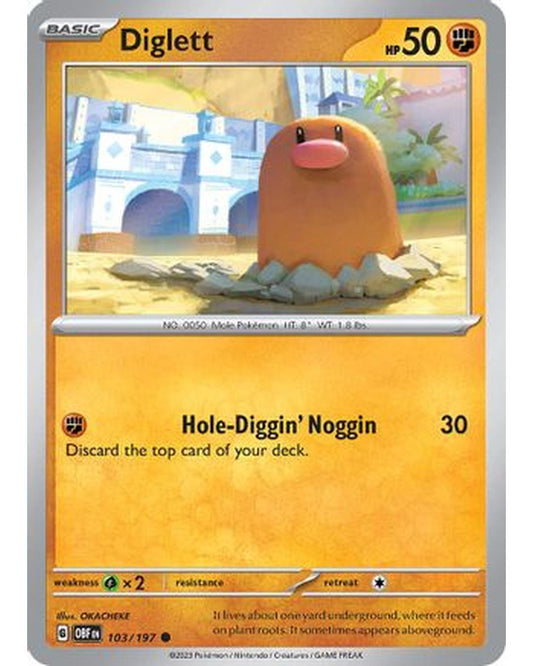 Diglett 103/197  - Reverse Holofoil SV03 Obsidian Flames - Common