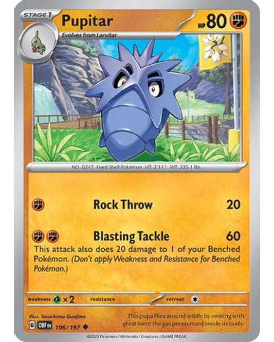 Pupitar 106/197  - Reverse Holofoil SV03 Obsidian Flames - Uncommon