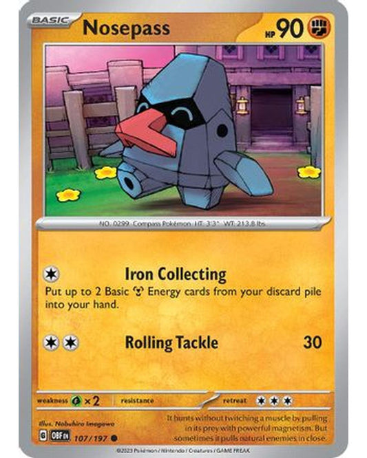 Nosepass 107/197  - Reverse Holofoil SV03 Obsidian Flames - Common