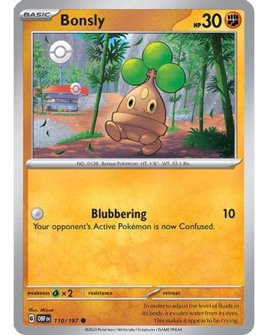 Bonsly 110/197  - Reverse Holofoil SV03 Obsidian Flames - Common