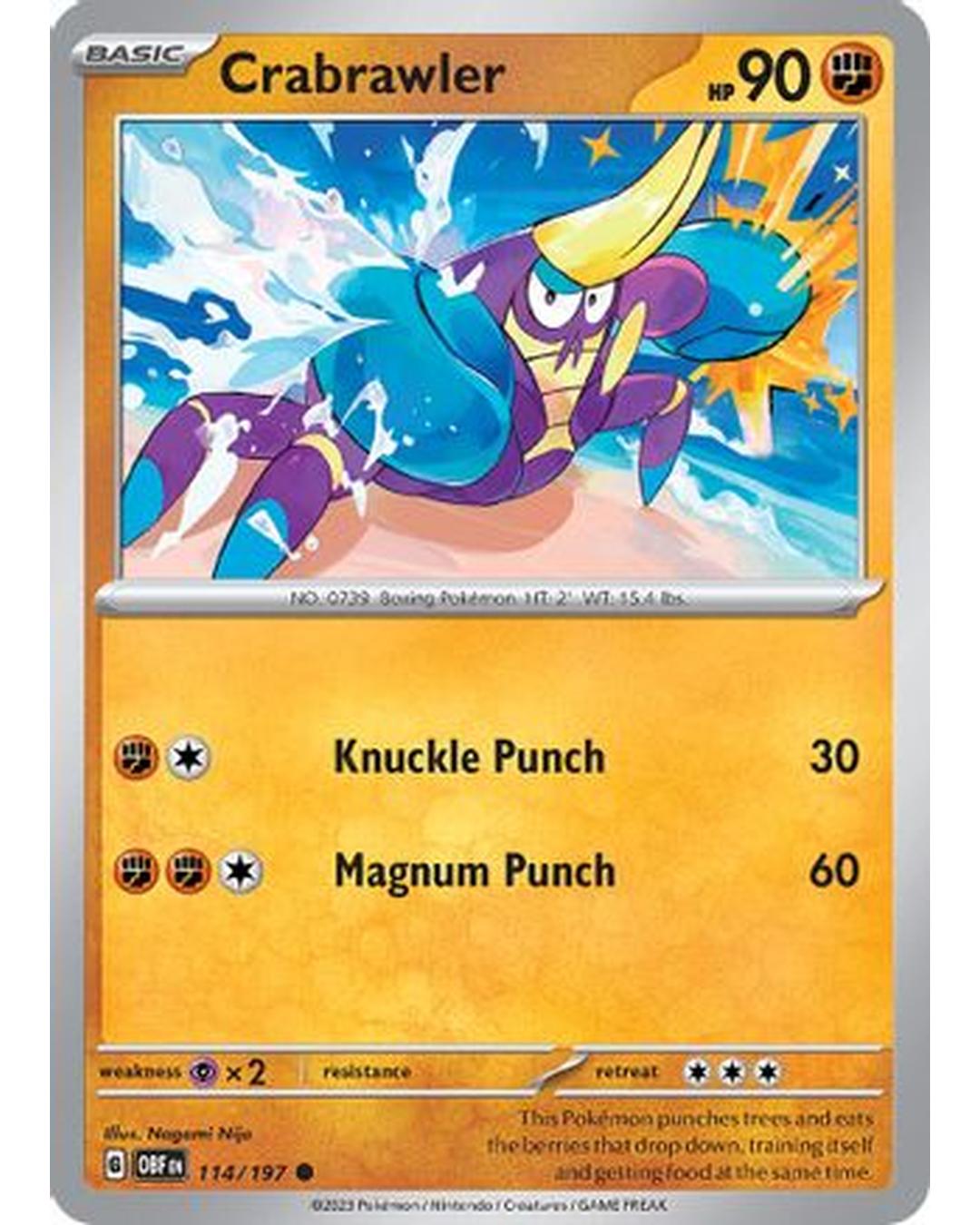 Crabrawler 114/197  - Reverse Holofoil SV03 Obsidian Flames - Common