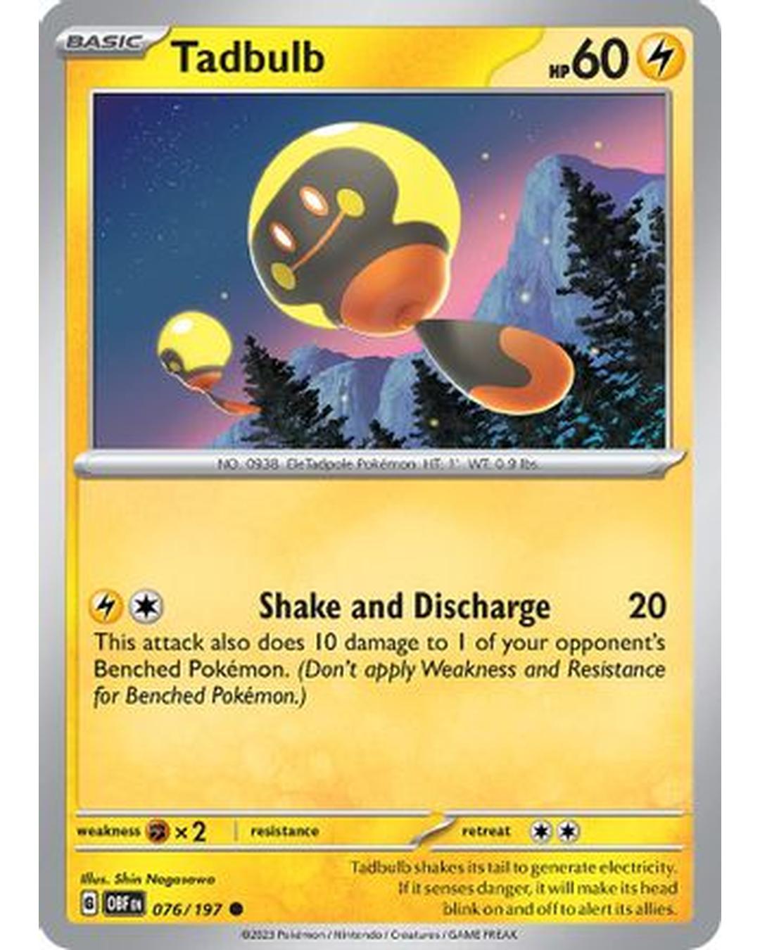 Tadbulb 076/197 076/197  - Reverse Holofoil SV03 Obsidian Flames - Common