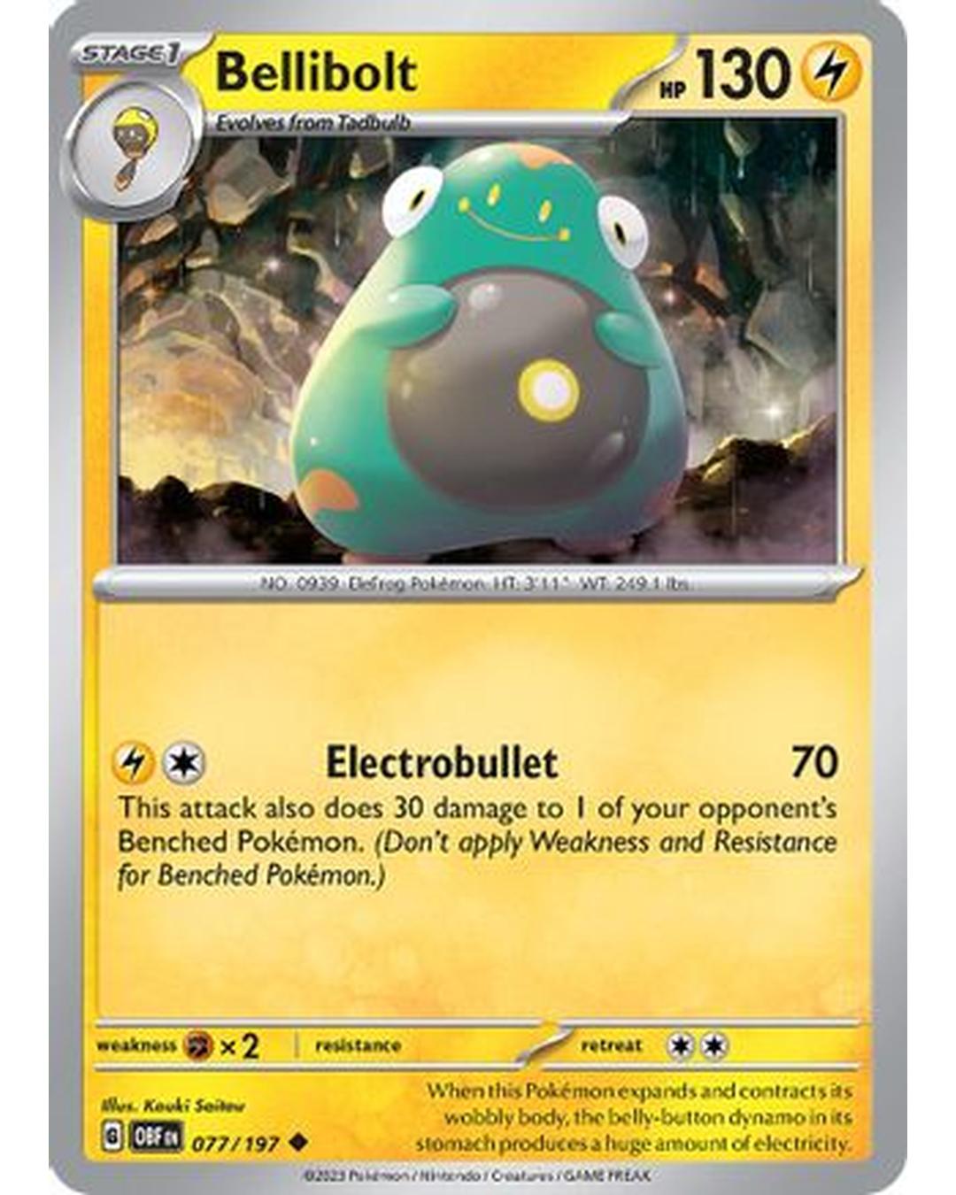 Bellibolt 077/197  - Reverse Holofoil SV03 Obsidian Flames - Uncommon