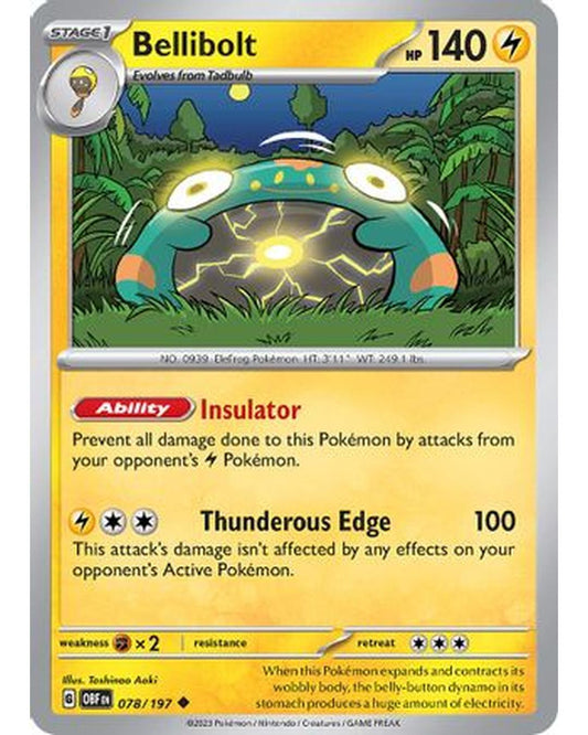 Bellibolt 078/197  - Reverse Holofoil SV03 Obsidian Flames - Uncommon