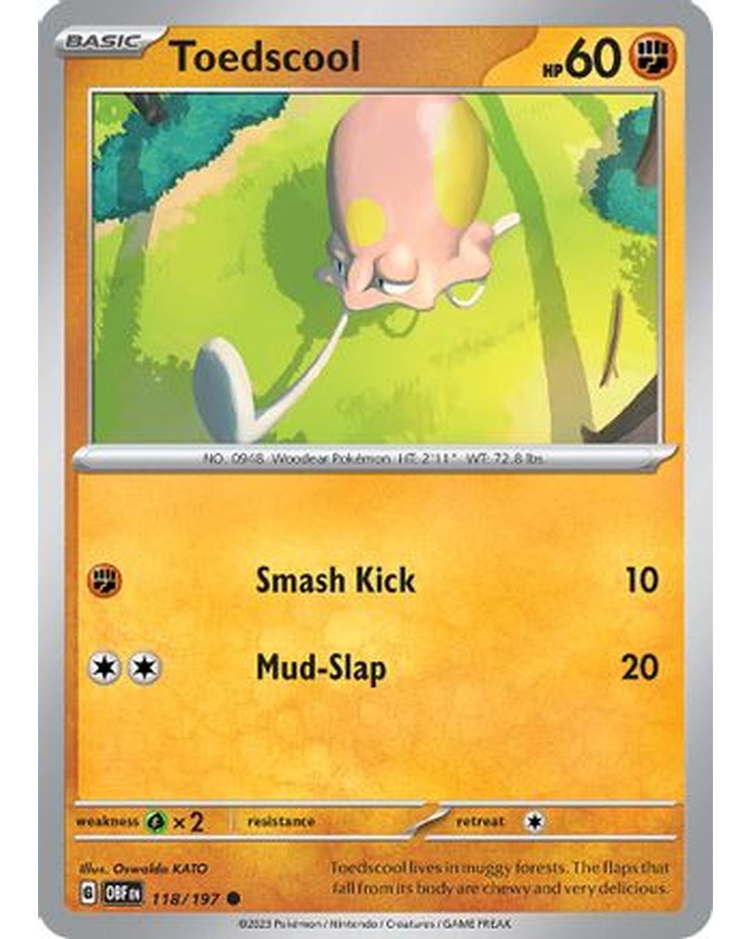 Toedscool 118/197  - Reverse Holofoil SV03 Obsidian Flames - Common