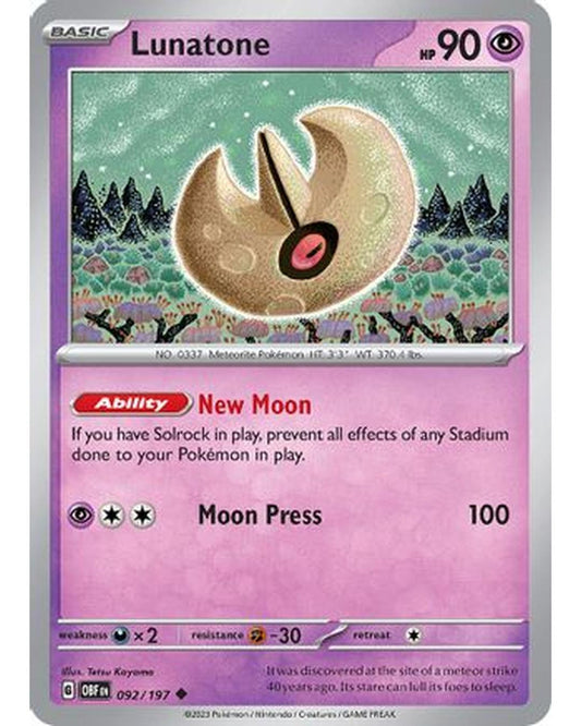 Lunatone 092/197  SV03 Obsidian Flames - Uncommon