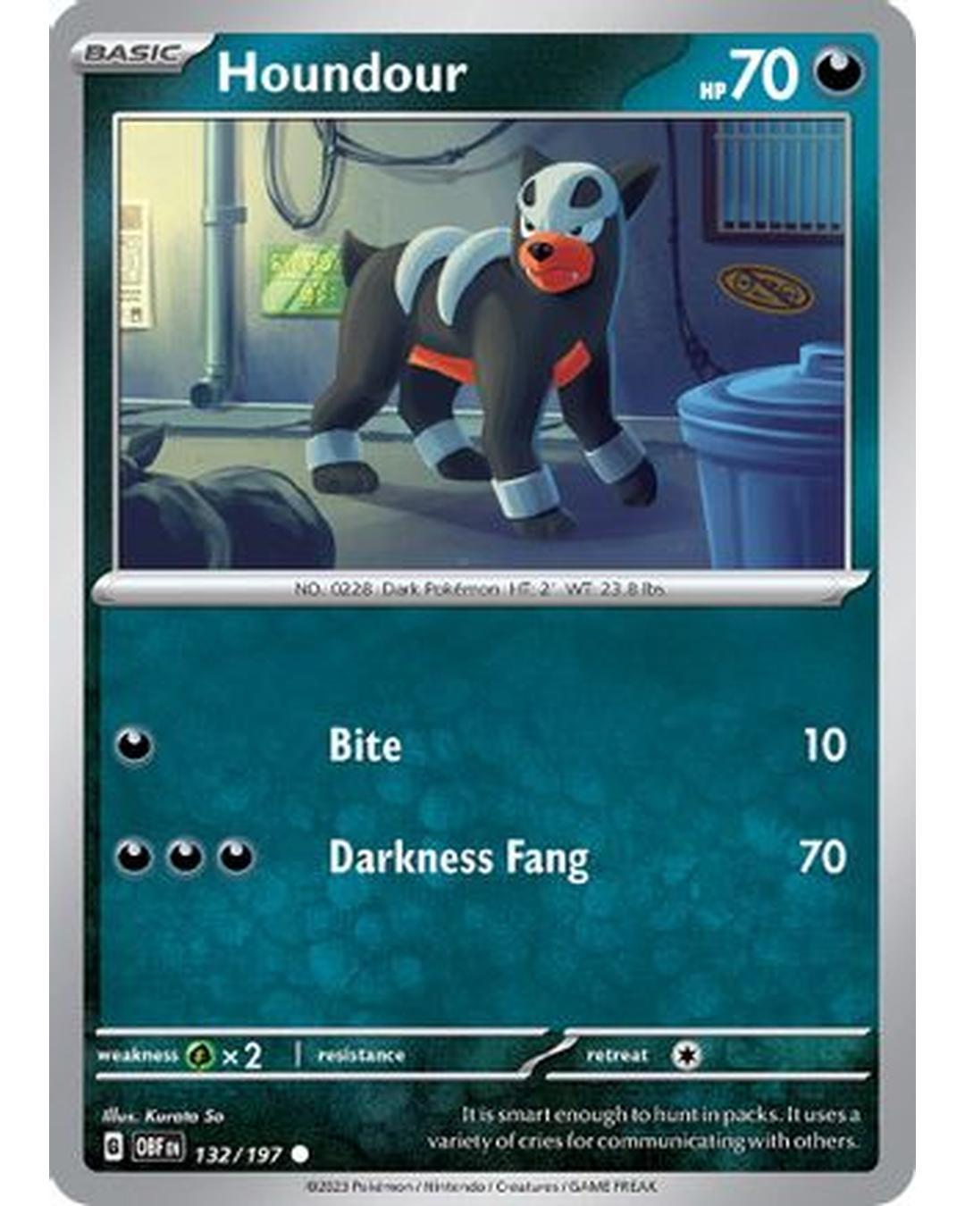 Houndour 132/197  - Reverse Holofoil SV03 Obsidian Flames - Common