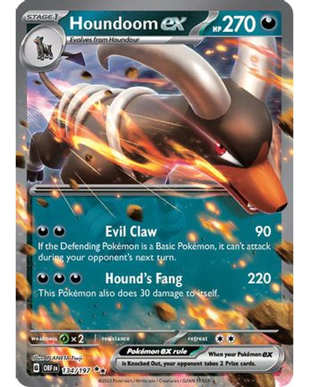 Houndoom ex 134/197  - Holofoil SV03 Obsidian Flames - Double Rare