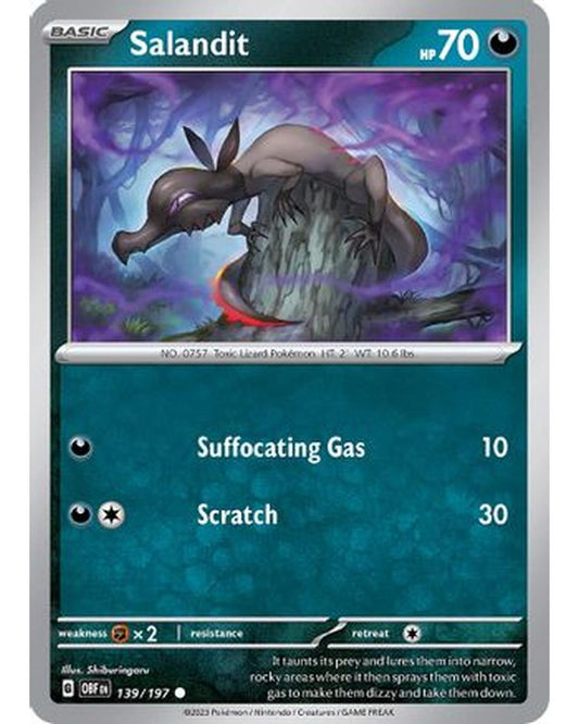 Salandit 139/197  - Reverse Holofoil SV03 Obsidian Flames - Common