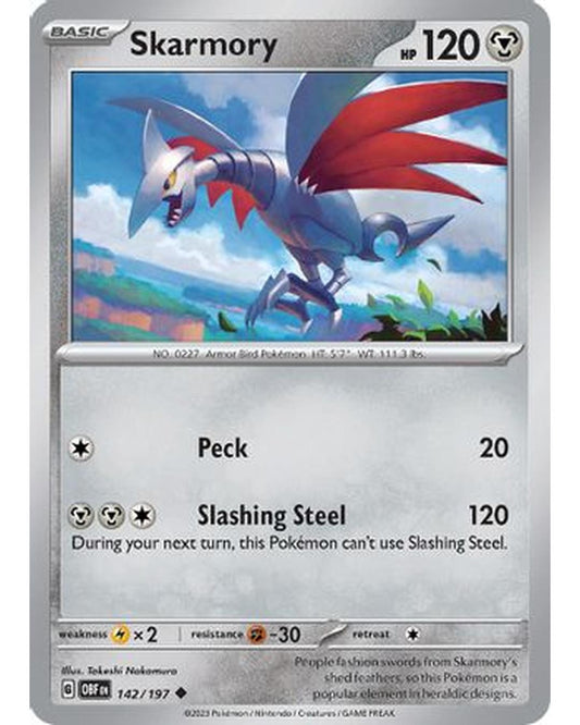 Skarmory 142/197  - Reverse Holofoil SV03 Obsidian Flames - Uncommon