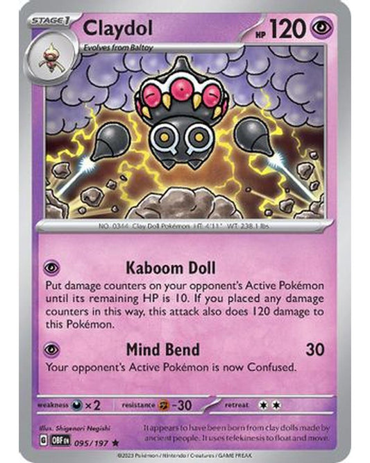 Claydol 095/197  - Holofoil SV03 Obsidian Flames - Rare