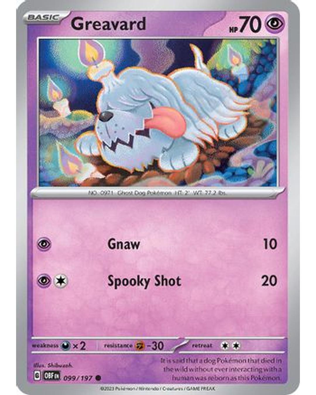 Greavard 099/197  - Reverse Holofoil SV03 Obsidian Flames - Common