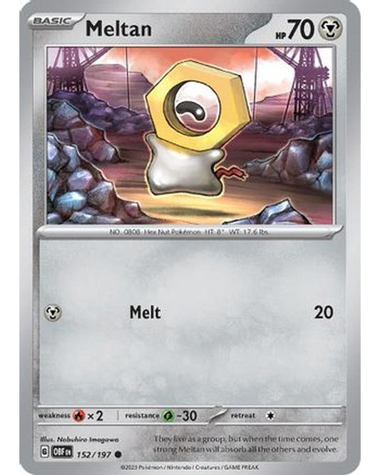 Meltan 152/197  - Reverse Holofoil SV03 Obsidian Flames - Common