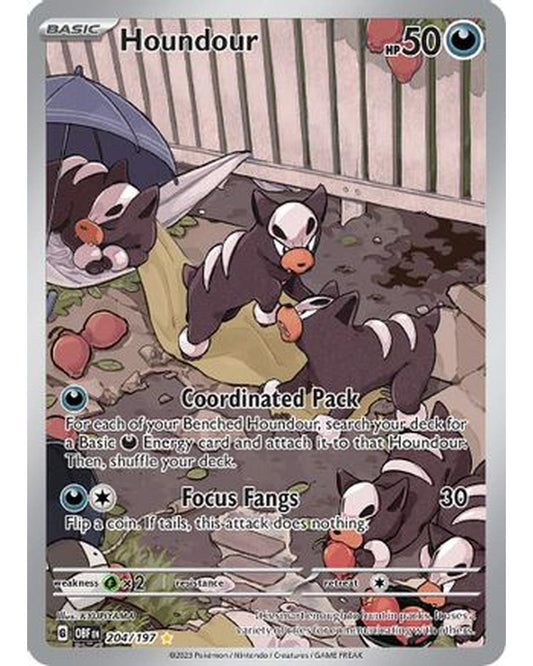 Houndour 204/197  - Holofoil SV03 Obsidian Flames - Illustration Rare
