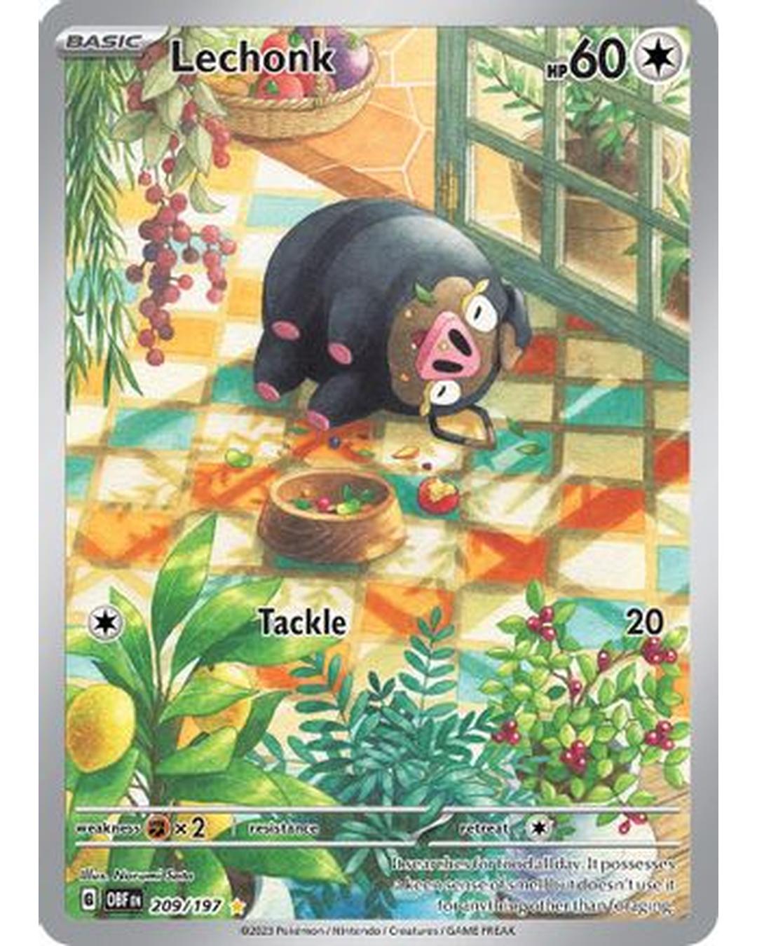 Lechonk 209/197  - Holofoil SV03 Obsidian Flames - Illustration Rare