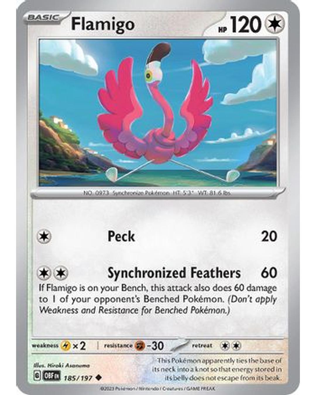 Flamigo 185/197  - Reverse Holofoil SV03 Obsidian Flames - Uncommon