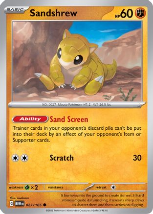 Sandshrew 027/165  - Reverse Holofoil SV Scarlet & Violet 151 - Common