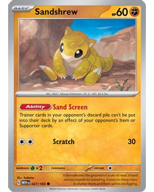 Sandshrew 027/165  - Reverse Holofoil SV Scarlet & Violet 151 - Common