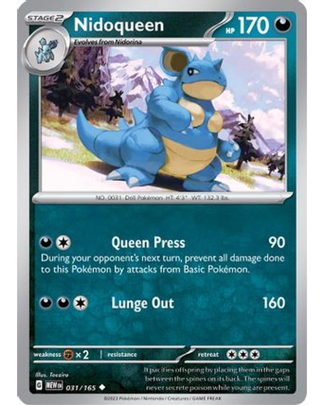 Nidoqueen 031/165  - Reverse Holofoil SV Scarlet & Violet 151 - Uncommon