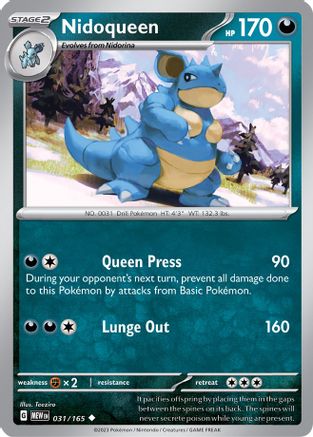 Nidoqueen 031/165  - Reverse Holofoil SV Scarlet & Violet 151 - Uncommon