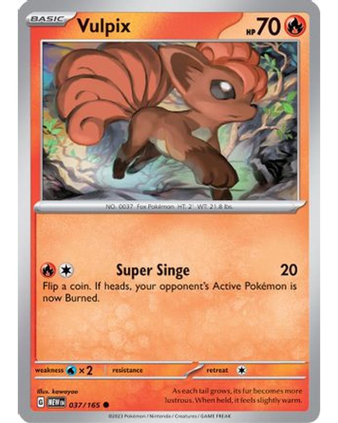 Vulpix 037/165  - Reverse Holofoil SV Scarlet & Violet 151 - Common