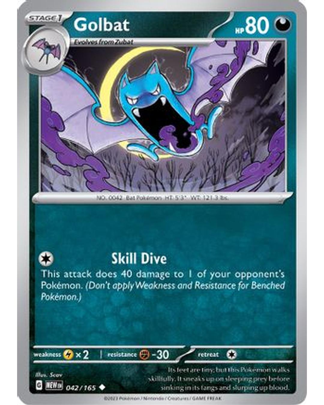 Golbat 042/165  - Reverse Holofoil SV Scarlet & Violet 151 - Uncommon