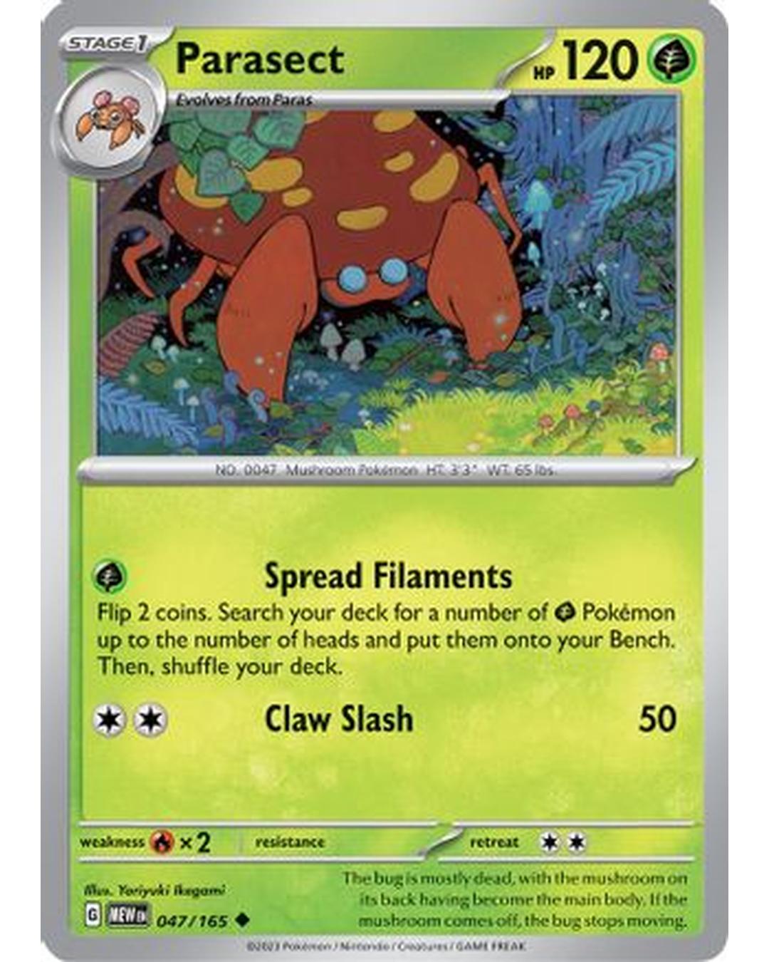 Parasect 047/165  - Reverse Holofoil SV Scarlet & Violet 151 - Uncommon