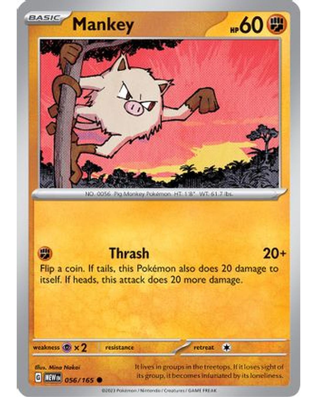 Mankey 056/165  - Reverse Holofoil SV Scarlet & Violet 151 - Common