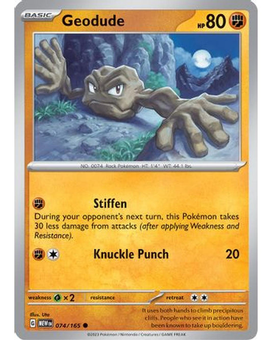 Geodude 074/165  - Reverse Holofoil SV Scarlet & Violet 151 - Common