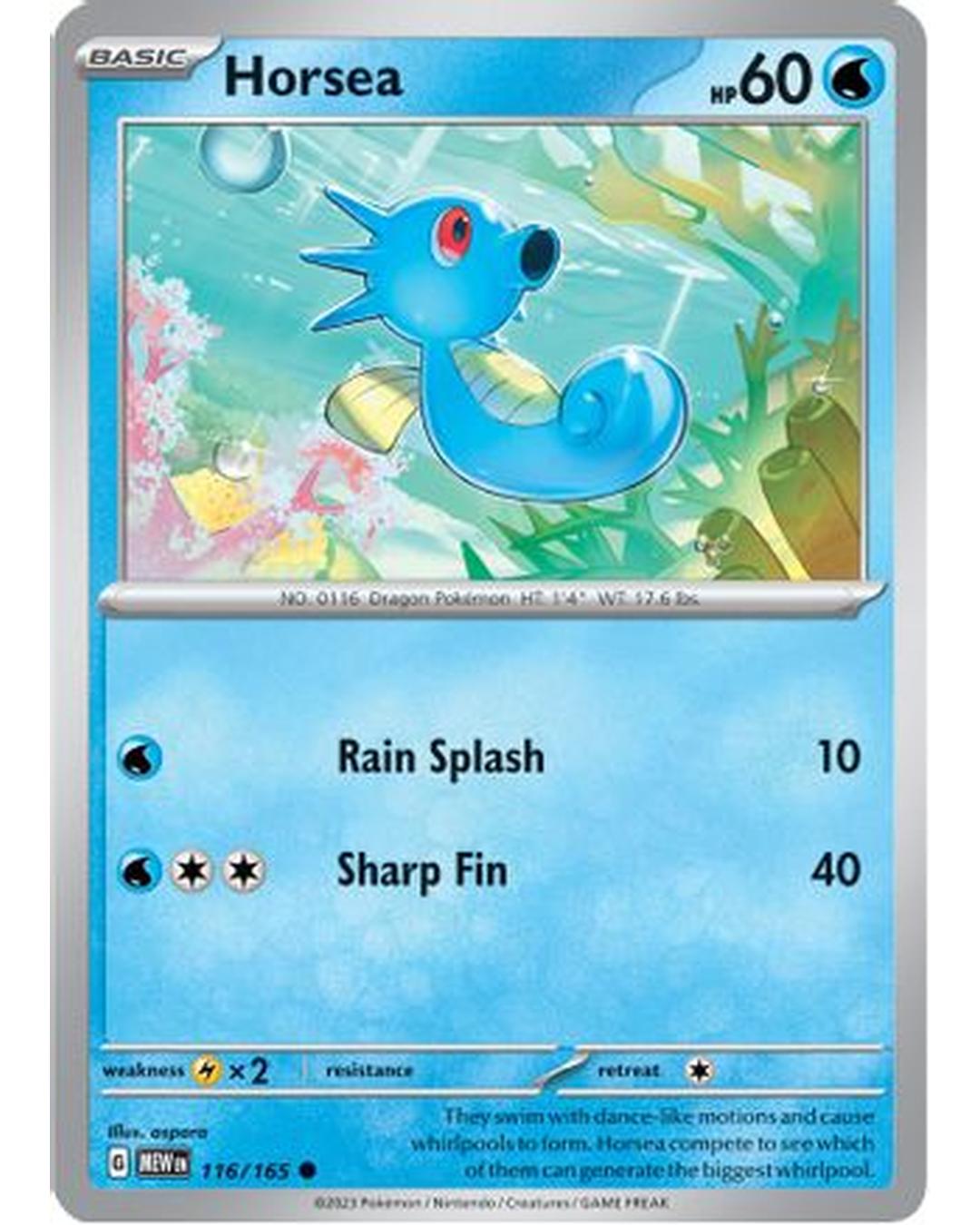 Horsea 116/165  - Reverse Holofoil SV Scarlet & Violet 151 - Common