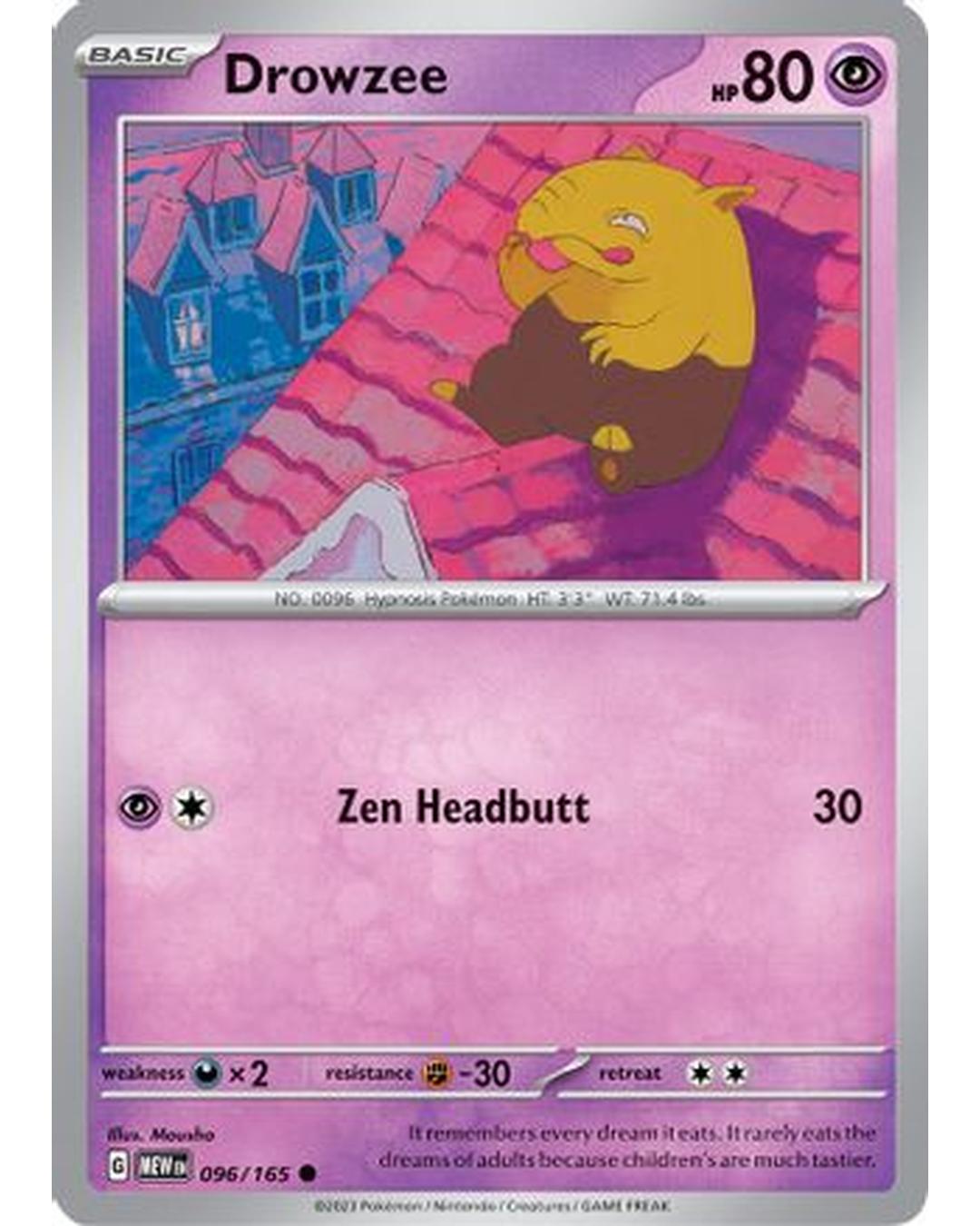 Drowzee 096/165  - Reverse Holofoil SV Scarlet & Violet 151 - Common