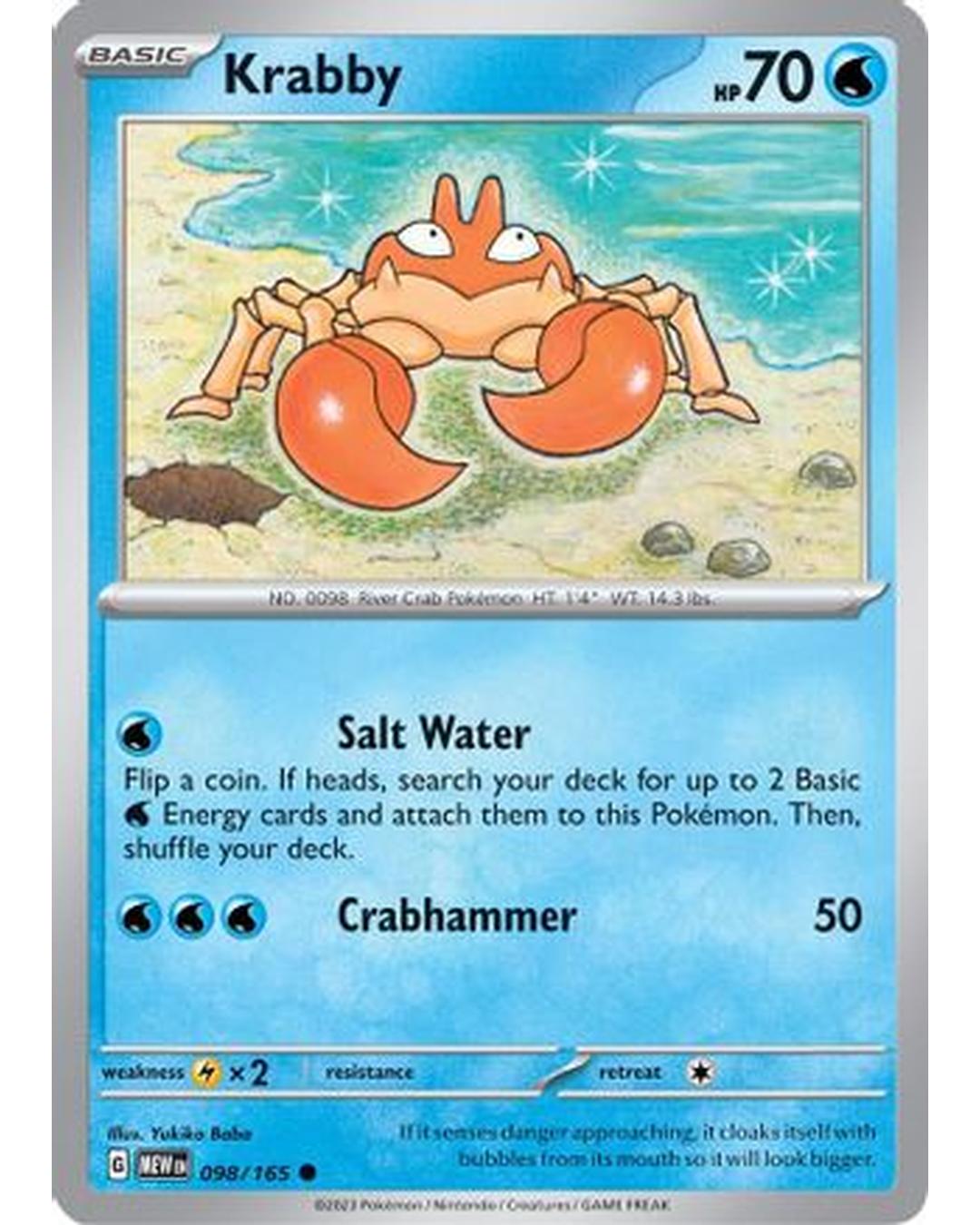 Krabby 098/165  - Reverse Holofoil SV Scarlet & Violet 151 - Common