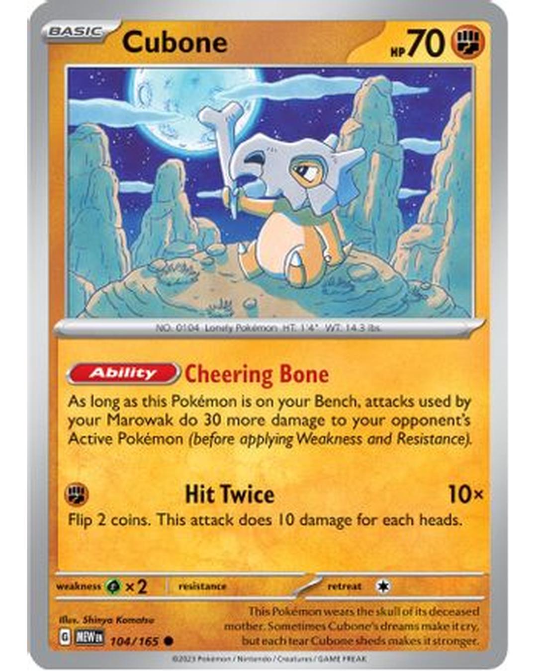Cubone 104/165  - Reverse Holofoil SV Scarlet & Violet 151 - Common
