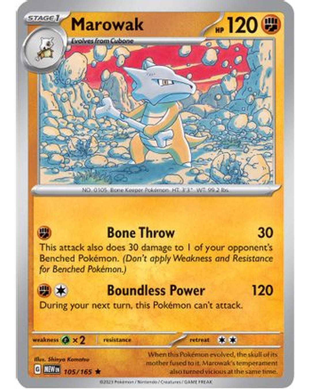 Marowak 105/165  - Holofoil SV Scarlet & Violet 151 - Rare