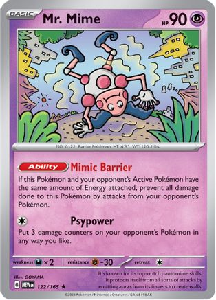 Mr. Mime 122/165  - Reverse Holofoil SV Scarlet & Violet 151 - Rare