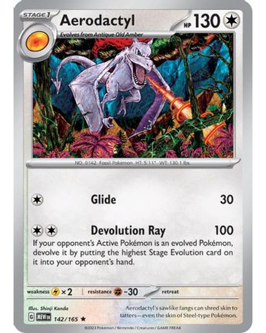 Aerodactyl 142/165  - Reverse Holofoil SV Scarlet & Violet 151 - Rare