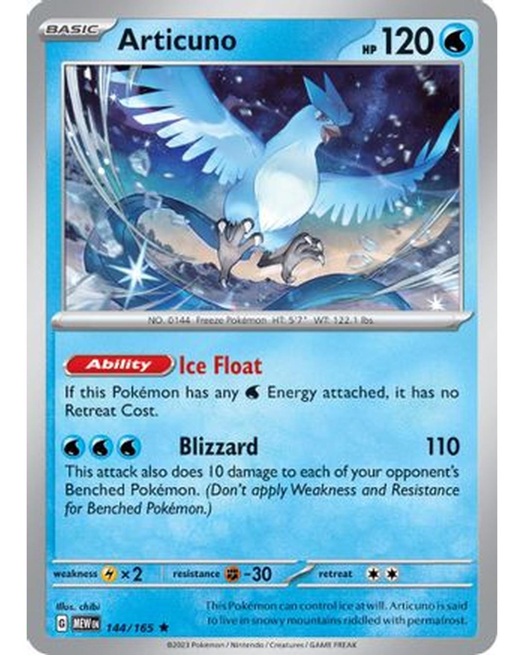 Articuno 144/165  - Reverse Holofoil SV Scarlet & Violet 151 - Rare