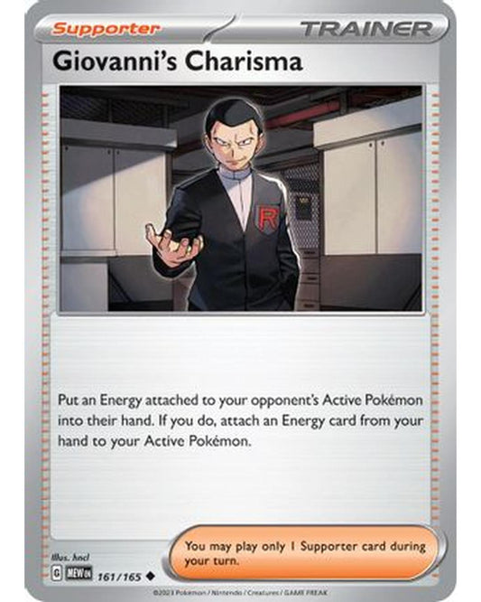 Giovanni's Charisma 161/165  - Reverse Holofoil SV Scarlet & Violet 151 - Uncommon
