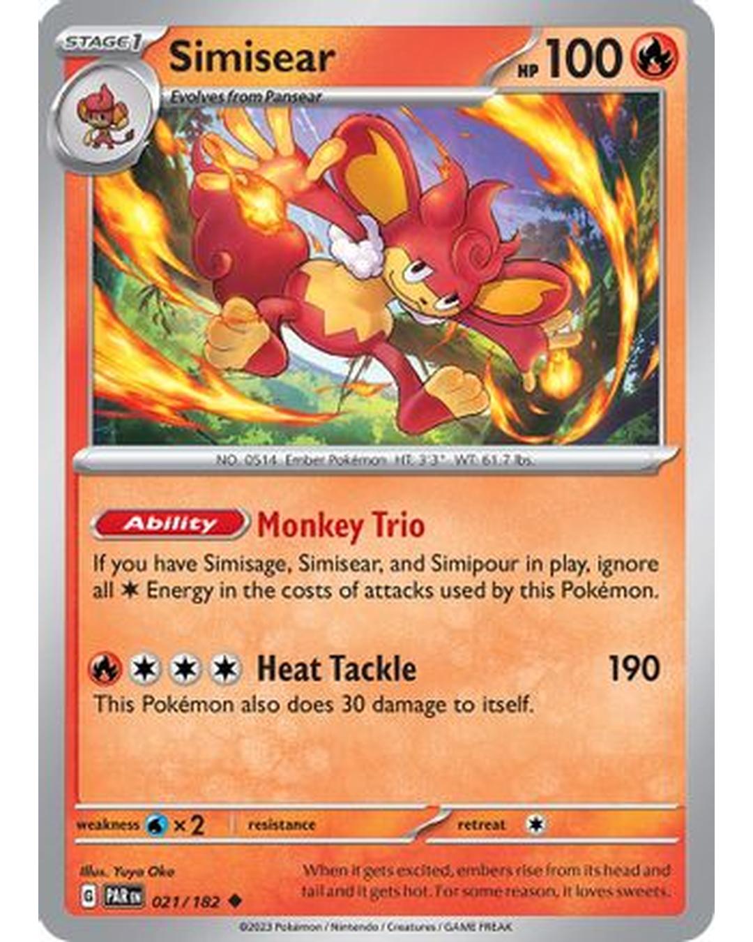 Simisear 021/182  - Reverse Holofoil SV04 Paradox Rift - Uncommon