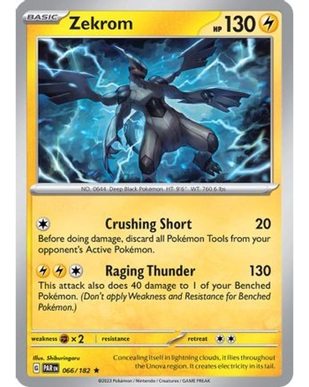 Zekrom 066/182  - Reverse Holofoil SV04 Paradox Rift - Rare