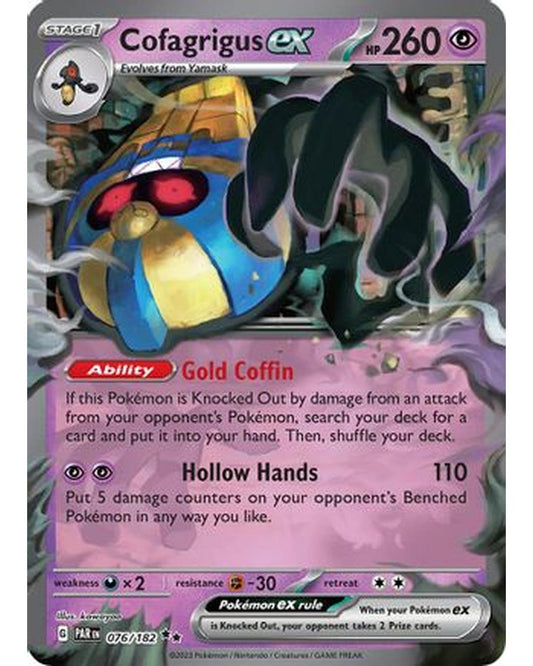 Cofagrigus ex 076/182  - Holofoil SV04 Paradox Rift - Double Rare