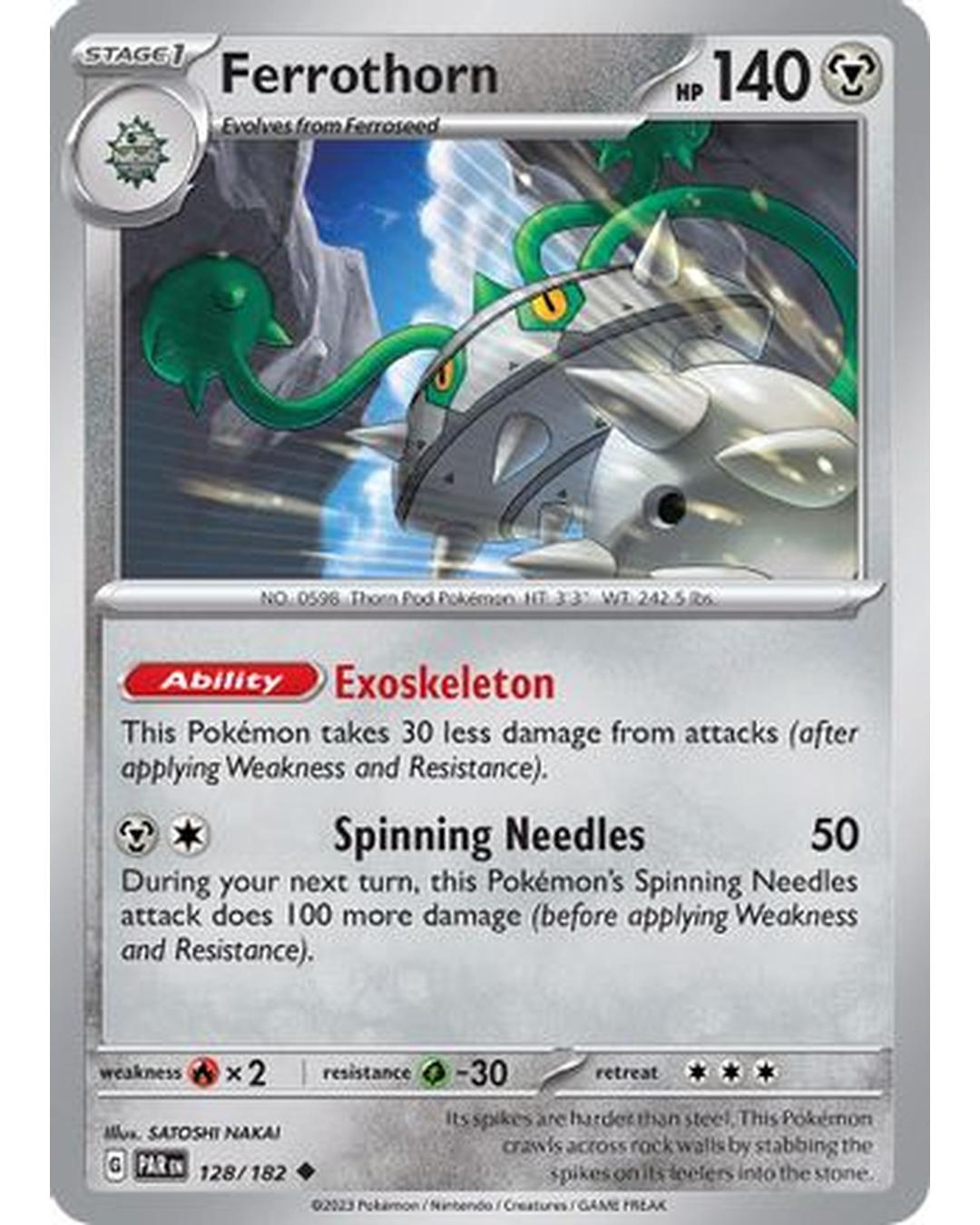 Ferrothorn 128/182  - Reverse Holofoil SV04 Paradox Rift - Uncommon